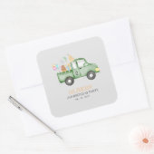 かわいい夕暮れグリーンANY AGE誕生日パーティー スクエアシール (封筒)