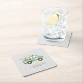 かわいい夕暮れグリーンANY AGE誕生日パーティー スクエアペーパーコースター (インサイチュ)