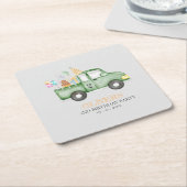 かわいい夕暮れグリーンANY AGE誕生日パーティー スクエアペーパーコースター (アングル)