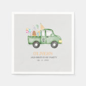 かわいい夕暮れグリーンANY AGE誕生日パーティー スタンダードカクテルナプキン (正面)