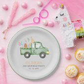 かわいい夕暮れグリーンANY AGE誕生日パーティー ペーパープレート (パーティー)