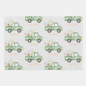 かわいい夕暮れグリーンANY AGE誕生日パーティー ラッピングペーパーシート (正面2)