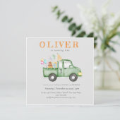 かわいい夕暮れグリーンANY AGE誕生日パーティー 招待状 (スタンド正面)