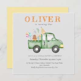 かわいい夕暮れグリーンANY AGE誕生日パーティー 招待状