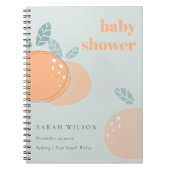 かわいい夕暮れブルーオレンジのフルーティーはっきりしたベビーシャワー ノートブック (正面)