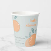 かわいい夕暮れブルーオレンジのフルーティーはっきりしたベビーシャワー 紙コップ (正面)