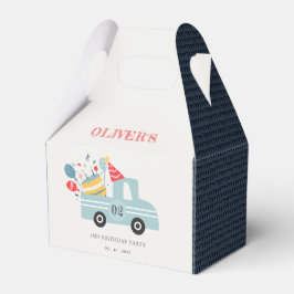 かわいい夕暮れブルー任意の年齢の誕生日パーティーケーキトラック フェイバーボックス