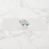 かわいい夕暮れブルー任意の年齢の誕生日パーティーケーキトラック ペットボトルラベル (シングルラベル)