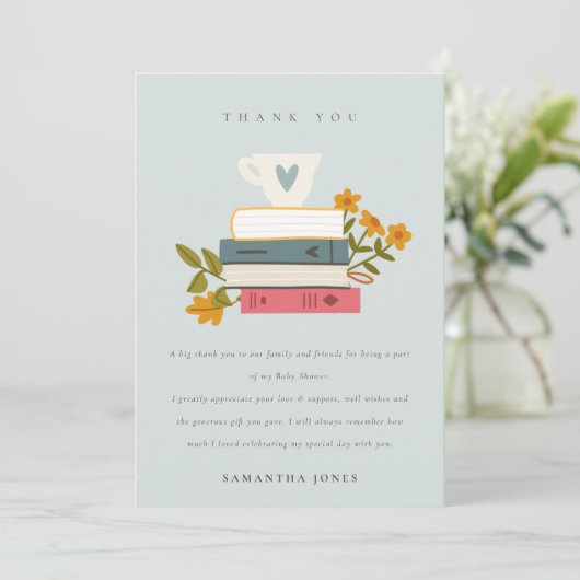 かわいい夕暮れ積みストーリーブックフローラ赤ちゃんシャワー サンキューカード (スタンド正面)