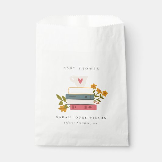 かわいい夕暮れ積みストーリーブックフローラ赤ちゃんシャワー フェイバーバッグ (正面)