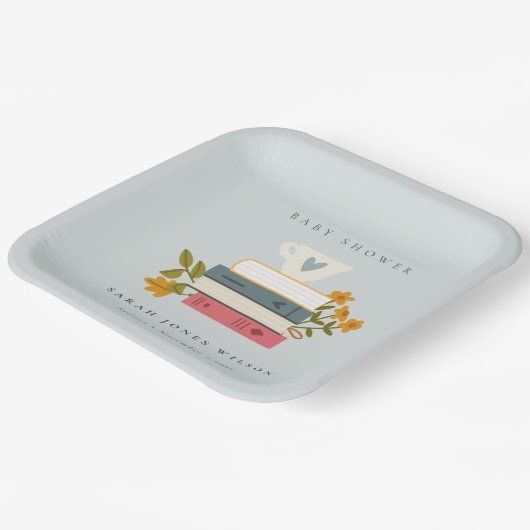 かわいい夕暮れ積みストーリーブックフローラ赤ちゃんシャワー ペーパープレート (傾斜あり)