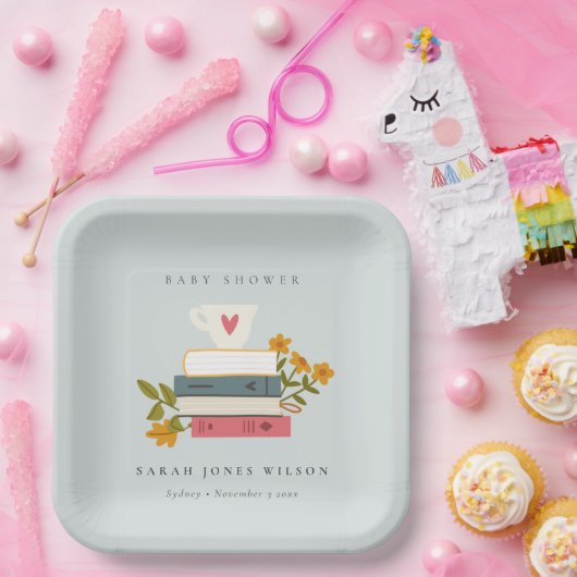 かわいい夕暮れ積みストーリーブックフローラ赤ちゃんシャワー ペーパープレート (パーティー)