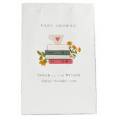 かわいい夕暮れ積みストーリーブックフローラ赤ちゃんシャワー ミディアムペーパーバッグ (正面)