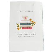 かわいい夕暮れ積みストーリーブックフローラ赤ちゃんシャワー ミディアムペーパーバッグ (裏面)