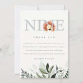 かわいい夕暮れ青ライオンの葉の第9位誕生日 サンキューカード (正面)