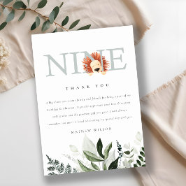 かわいい夕暮れ青ライオンの葉の第9位誕生日 サンキューカード