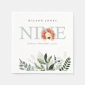 かわいい夕暮れ青ライオンの葉の第9位誕生日 スタンダードカクテルナプキン (正面)