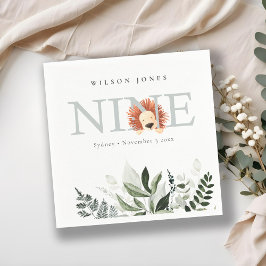 かわいい夕暮れ青ライオンの葉の第9位誕生日 スタンダードカクテルナプキン