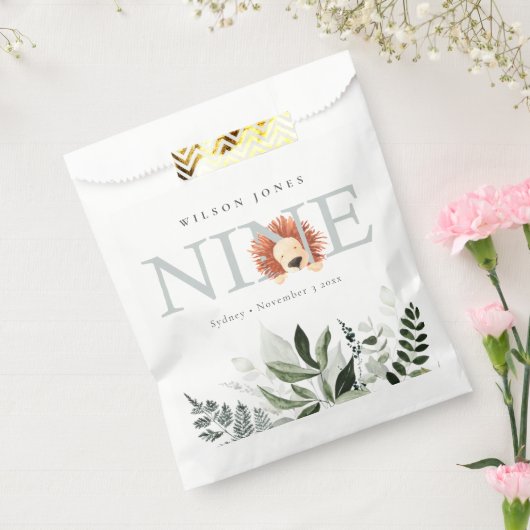 かわいい夕暮れ青ライオンの葉の第9位誕生日 フェイバーバッグ (封をした状態)