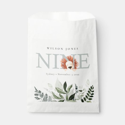 かわいい夕暮れ青ライオンの葉の第9位誕生日 フェイバーバッグ (正面)