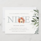 かわいい夕暮れ青ライオンの葉の第9位誕生日 招待状 (正面)