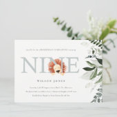 かわいい夕暮れ青ライオンの葉の第9位誕生日 招待状 (スタンド正面)