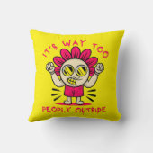 かわいい外に人が出ておもしろいいる クッション (裏面)