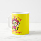 かわいい外に人が出ておもしろいいる コーヒーマグカップ (正面左)