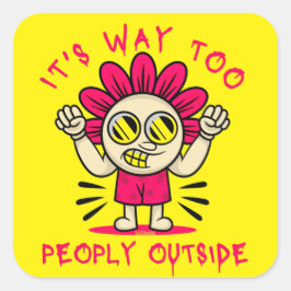 かわいい外に人が出ておもしろいいる スクエアシール