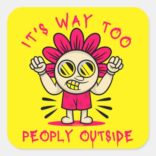 かわいい外に人が出ておもしろいいる スクエアシール (正面)