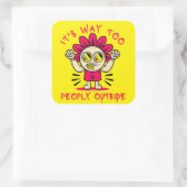 かわいい外に人が出ておもしろいいる スクエアシール (バッグ)