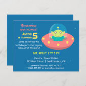 かわいい外国の宇宙の誕生会 招待状 (正面/裏面)