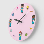 かわいい多文化の胚芽闘士 ラージ壁時計 (傾斜)