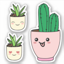 かわいい多肉植物のカットアウトステッカー3個セット