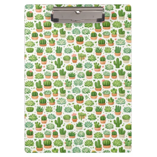 かわいい多肉植物のシームレスパターン クリップボード (正面)