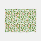 かわいい多肉植物のシームレスパターン フリースブランケット (正面(横))