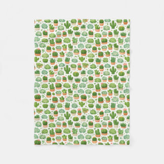 かわいい多肉植物のシームレスパターン フリースブランケット