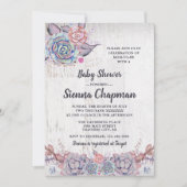 かわいい多肉植物のラスティック水彩ベイビーシャワー 招待状 (正面)