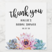 かわいい多肉植物の感謝メッセージ ワインラベル (シングルラベル)