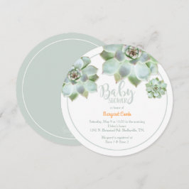 かわいい多肉質の赤ちゃんシャワー 招待状