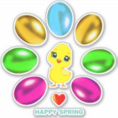 かわいい多色のイースターエッグ シール (正面)