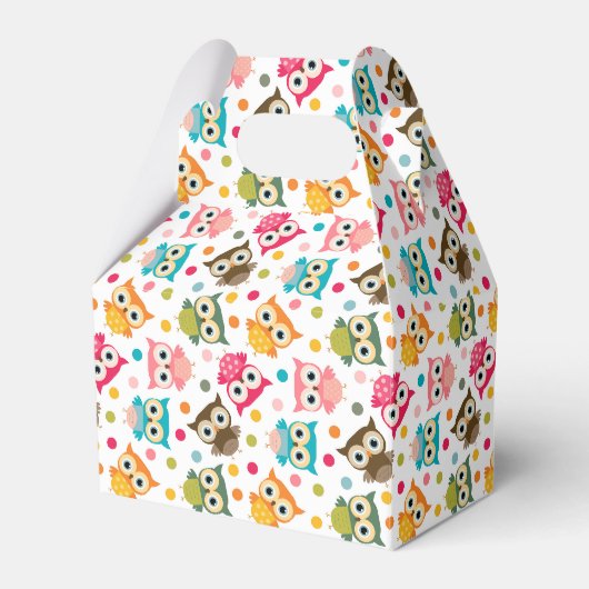 かわいい多色のフクロウの模様 フェイバーボックス (正面サイド)