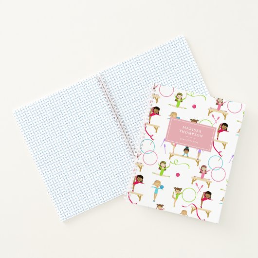 かわいい多色の体操少女カスタム名前 ノートブック (内部)
