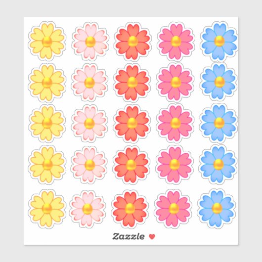 かわいい多色ハートフラワーセット シール (シート)