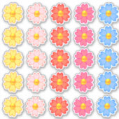 かわいい多色ハート花セット シール (正面)