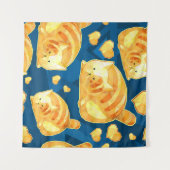 かわいい多角形の猫を使ったシームレスなパターン。 タペストリー (正面(横))