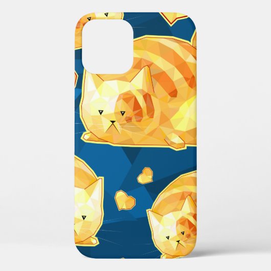 かわいい多角形の猫を使ったシームレスなパターン。 Case-Mate iPhoneケース (裏面)