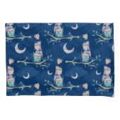 かわいい夜型の人のグリッターの月のピンクの青の星明かり 枕カバー (正面)