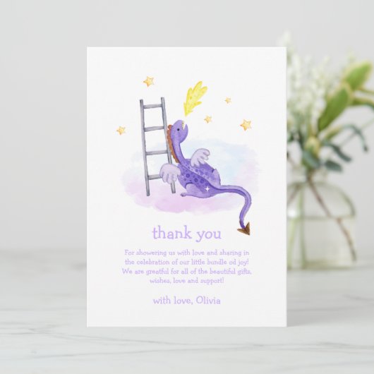 かわいい夢のおとぎ話ドラゴンスターベビーシャワー サンキューカード (スタンド正面)