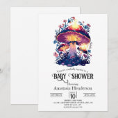 かわいい夢のようなきのこベビーシャワー 招待状 (正面/裏面)